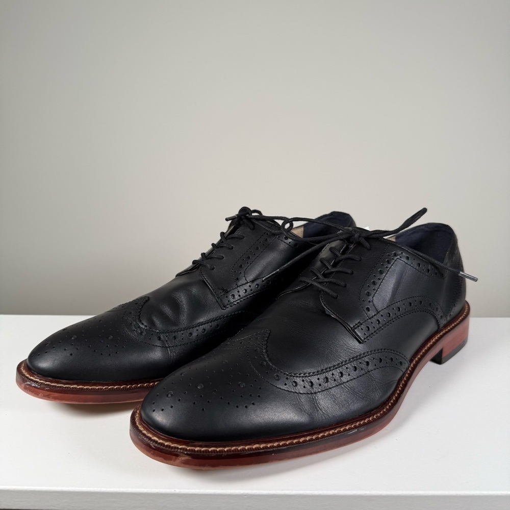 Men’s Banana Republic Black Brogue Leather Oxford Dress Shoes Size 12 MSRP $150
